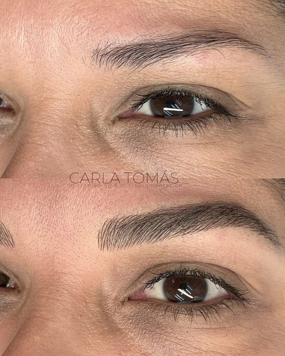 Cejas definidas con microblading en Daroca, comparativa antes y después, Carla Tomás