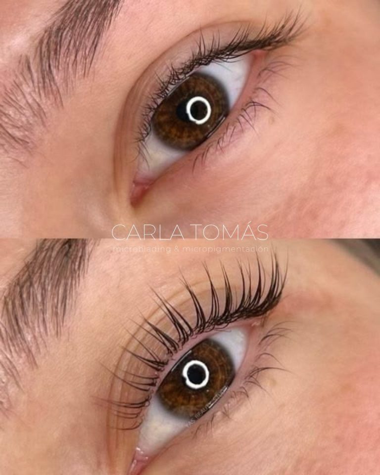 Antes y después de lifting de pestañas en Zaragoza, curvatura natural, Carla Tomás
