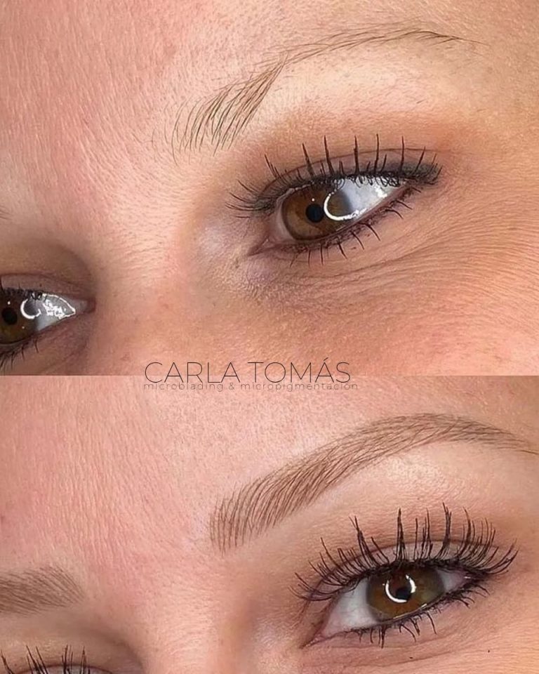 Microblading de cejas con efecto natural en Daroca, antes y después, Carla Tomás
